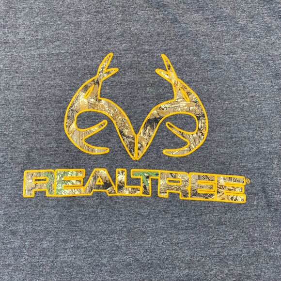 Realtree Mens Logo T-Shirt XL By Antler Creek Gray & Yellow - Picture 4 of 7